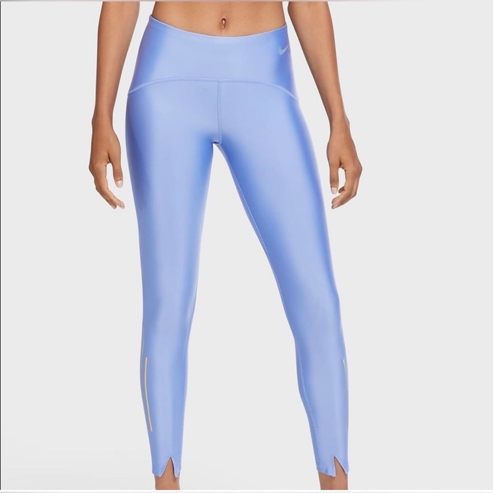 Nike Pro Running Mid Rise Compression Leggings Sky Blue Size S